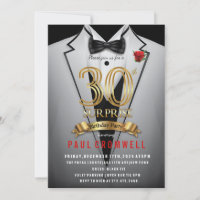 Surprise 30e anniversaire Tuxedo Invitation