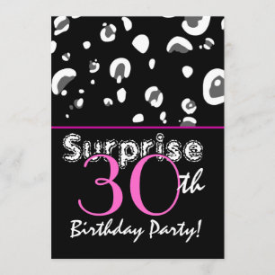 SURPRISE 30th Birthday Black Leopard Confetti Kaart