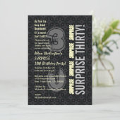 SURPRISE 30th Birthday Black Silver Ivory V4 Kaart (Staand voorkant)