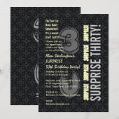 SURPRISE 30th Birthday Black Silver Ivory V4N Kaart (Voorkant / Achterkant)