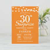 Surprise 30th Birthday Invitation Sinaasappel Kaart (Staand voorkant)