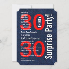 SURPRISE 30th Birthday Modern Royal Blue R601A Kaart