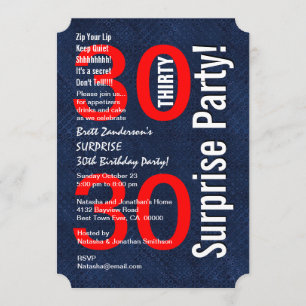 SURPRISE 30th Birthday Modern Royal Blue R601A Kaart