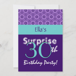 SURPRISE 30th Birthday Purpleand Turquoise G805 Kaart