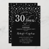 Surprise 30th verjaardagsfeest Zwart Zilver Kaart (Voorkant / Achterkant)