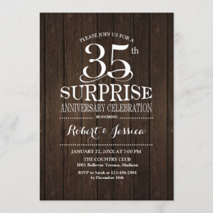 Surprise 35e trouwjubileum hout kaart