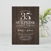Surprise 35th Wedding Jubileum Wood Kaart (Staand voorkant)