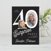Surprise 40 modern 2 photo 40th birthday kaart (Staand voorkant)