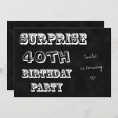 Surprise 40e anniversaire de fête Invitation table (Devant / Derrière)