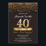 Surprise 40e anniversaire Invitation Black and Gol<br><div class="desc">Invitation surprise 40e anniversaire. Parties scintillant Noir et Or. Invitation de fête d'anniversaire adulte. Femmes ou Hommes Anniversaires Bash. Pour plus de personnalisation,  cliquez sur le bouton "Customiser" et utilisez notre outil de conception pour modifier ce modèle.</div>