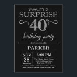 Surprise 40e anniversaire Invitation Black and Sil<br><div class="desc">Invitation surprise 40e anniversaire avec Arrière - plan Parties scintillant noir et argent. Tableau de bord. Anniversaire adulte. Hommes ou Femmes Anniversaire Invitation. N'importe quel âge. Pour plus de personnalisation,  cliquez sur le bouton "Customiser" et utilisez notre outil de conception pour modifier ce modèle.</div>