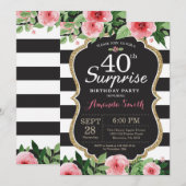 Surprise 40e anniversaire Invitation Femmes Floral (Devant / Derrière)