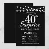Surprise 40e anniversaire Invitation noir et blanc (Devant / Derrière)