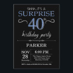 Surprise 40e anniversaire Invitation noir et bleu<br><div class="desc">Invitation surprise 40e anniversaire avec Arrière - plan de Parties scintillant noir et bleu. Tableau de bord. Anniversaire adulte. Hommes ou Femmes Anniversaire Invitation. N'importe quel âge. Pour plus de personnalisation,  cliquez sur le bouton "Customiser" et utilisez notre outil de conception pour modifier ce modèle.</div>