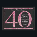 Surprise 40e anniversaire Invitation Parties scint<br><div class="desc">Invitation surprise 40e anniversaire. Parties scintillant noire et rose Invitation de fête d'anniversaire avec Arrière - plan Chalkboard. Anniversaire surprenant. Anniversaire adulte. Fête Anniversaire Bash pour hommes ou femmes. Pour plus de personnalisation,  cliquez sur le bouton "Customiser" et utilisez notre outil de conception pour modifier ce modèle.</div>