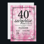 Surprise 40e anniversaire Invitation Parties scint<br><div class="desc">Invitation surprise 40e anniversaire avec voyants à cordes roses avec Arrière - plan Parties scintillant rose. Anniversaire rose. Anniversaire adulte. Hommes ou Femmes Anniversaire Invitation. 13ème 15ème 16ème 18ème 20ème 21ème 30ème 40ème 50ème 60ème 70ème 80ème 90ème 100ème, Tout âge. Pour plus de personnalisation, cliquez sur le bouton "Customiser" et...</div>