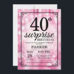 Surprise 40e anniversaire Invitation Parties scint<br><div class="desc">Invitation surprise 40e anniversaire avec voyants à cordes roses avec Arrière - plan Parties scintillant rose. Anniversaire rose. Anniversaire adulte. Hommes ou Femmes Anniversaire Invitation. 13ème 15ème 16ème 18ème 20ème 21ème 30ème 40ème 50ème 60ème 70ème 80ème 90ème 100ème, Tout âge. Pour plus de personnalisation, cliquez sur le bouton "Customiser" et...</div>