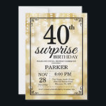 Surprise 40e anniversaire Invitation Parties scint<br><div class="desc">Invitation surprise 40e anniversaire avec aurore des lumières à cordes d'or avec Arrière - plan Parties scintillant d'or. Anniversaire de l'or. Anniversaire adulte. Hommes ou Femmes Anniversaire Invitation. 13ème 15ème 16ème 18ème 20ème 21ème 30ème 40ème 50ème 60ème 70ème 80ème 90ème 100ème, Tout âge. Pour plus de personnalisation, cliquez sur le...</div>