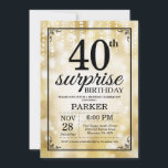 Surprise 40e anniversaire Invitation Parties scint<br><div class="desc">Invitation surprise 40e anniversaire avec aurore des lumières à cordes d'or avec Arrière - plan Parties scintillant d'or. Anniversaire de l'or. Anniversaire adulte. Hommes ou Femmes Anniversaire Invitation. 13ème 15ème 16ème 18ème 20ème 21ème 30ème 40ème 50ème 60ème 70ème 80ème 90ème 100ème, Tout âge. Pour plus de personnalisation, cliquez sur le...</div>