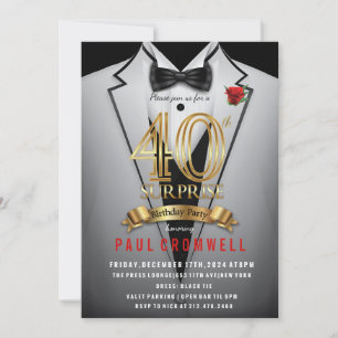 Surprise 40e anniversaire Tuxedo Invitation