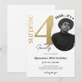 Surprise 40ème anniversaire d'or Invitation avec p (Devant / Derrière)