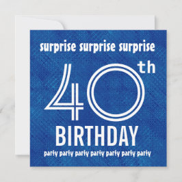 SURPRISE 40th Birthday Party Blue White H421 Kaart