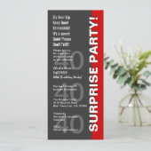 SURPRISE 40th Birthday Party Modern Grey Red V3 Kaart (Staand voorkant)