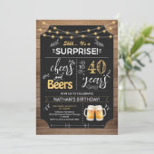 Surprise 40th Birthday Rustic Chalkboard Kaart (Staand voorkant)