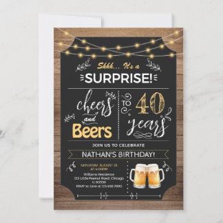 Surprise 40th Birthday Rustic Chalkboard Kaart