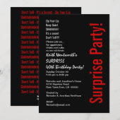 SURPRISE 40th Birthday Trendy Black White Red Kaart (Voorkant / Achterkant)