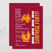 SURPRISE 40th Modern Birthday Red en Gold G302 Kaart (Voorkant / Achterkant)