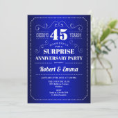 Surprise 45th Jubileum Party - Sapphire Blue Kaart (Staand voorkant)