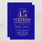 Surprise 45th Wedding Jubileum - Blue Gold Kaart (Voorkant / Achterkant)