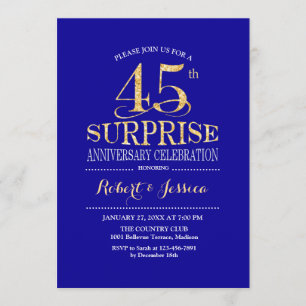 Surprise 45th Wedding Jubileum - Blue Gold Kaart