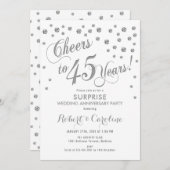 Surprise 45th Wedding Jubileum - Wit & Zilver Kaart (Voorkant / Achterkant)