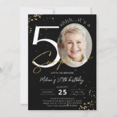 Surprise 50e anniversaire Black Gold Invitation ph (Devant)