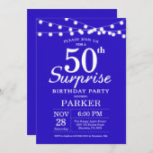 Surprise 50e anniversaire Invitation bleu royal (Devant / Derrière)
