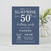 Surprise 50e anniversaire Invitation Blue (Debout devant)