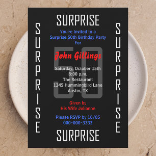 Surprise 50e anniversaire Invitation de fête 50