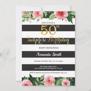 Surprise 50e anniversaire Invitation Femmes Floral