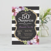 Surprise 50e anniversaire Invitation Floral Gold (Debout devant)