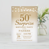 Surprise 50e anniversaire Invitation Gold (Debout devant)