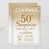 Surprise 50e anniversaire Invitation Gold (Devant / Derrière)