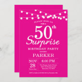 Surprise 50e anniversaire Invitation Hot rose (Devant / Derrière)