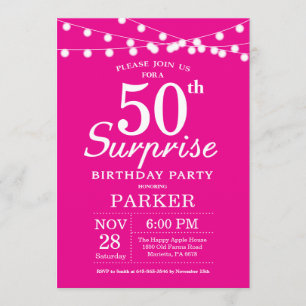Surprise 50e anniversaire Invitation Hot rose