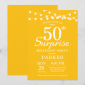Surprise 50e anniversaire Invitation Jaune (Devant / Derrière)