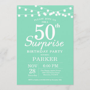 Surprise 50e anniversaire Invitation Mint Green