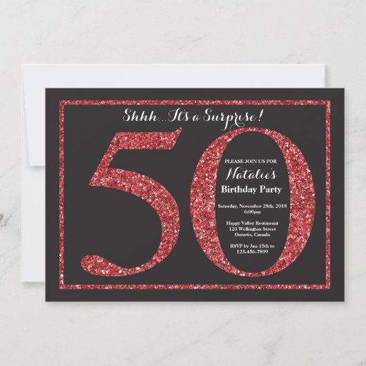 Surprise 50e anniversaire Invitation Parties scint (Devant)