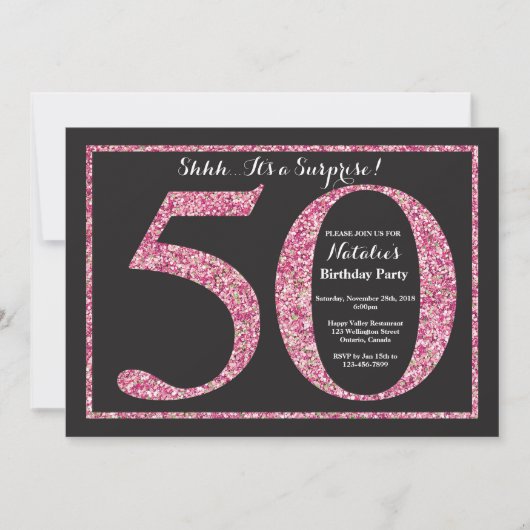 Surprise 50e anniversaire Invitation Parties scint (Devant)