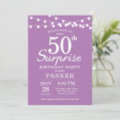 Surprise 50e anniversaire Invitation Purple Lavend (Debout devant)